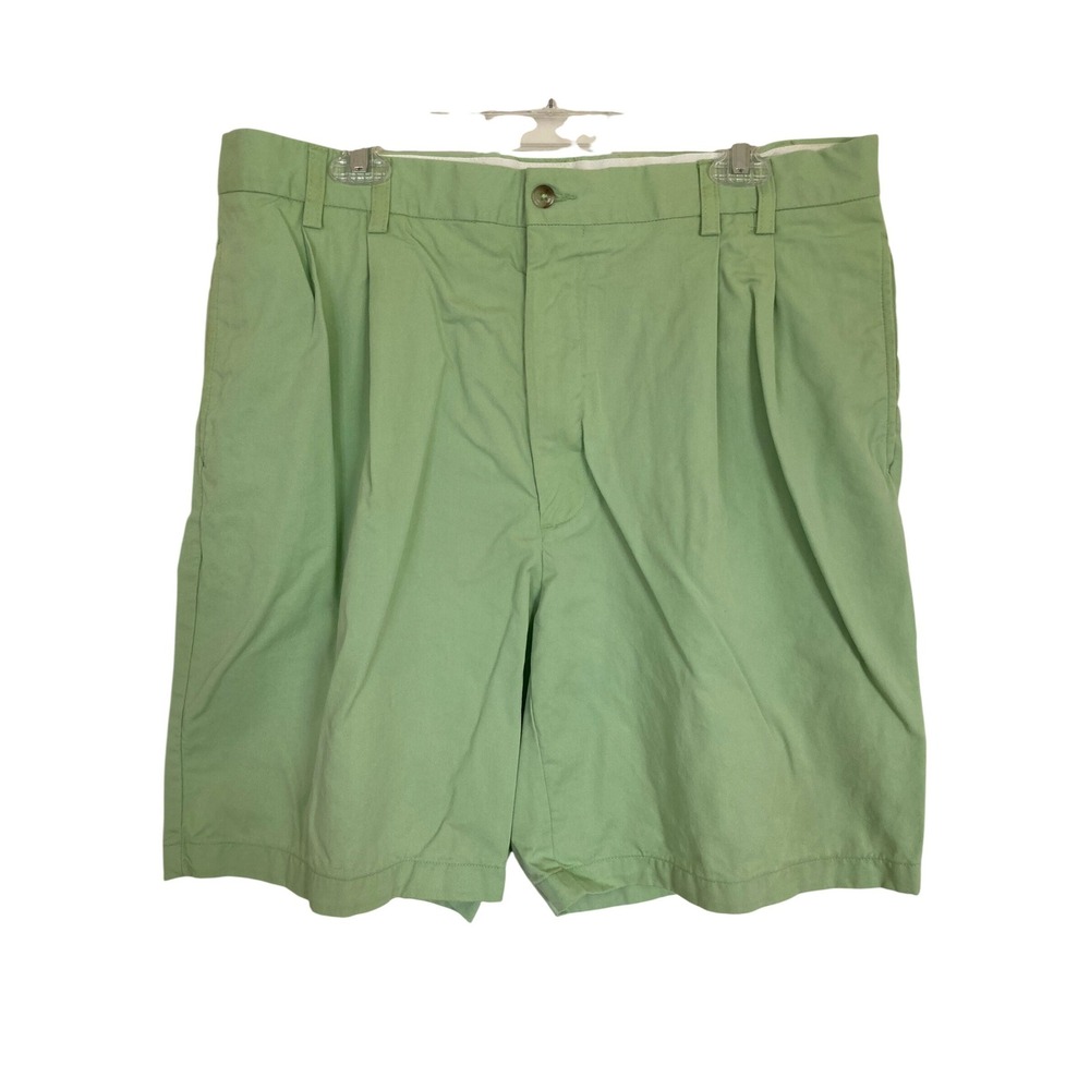 Turnbury Mens Pleated Shorts Nile Green Cotton Lyocell Twill Size 38 Golf Preppy